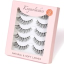 Natural Strip Lashes with Clear Band Wispy,8-15mm Cat Eye D Curl Strip Lashes That Look Like Extensions,3D Fluffy Faux Mink False Eyelashes Natural Look