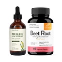 Sandhu's Mullein Drops for Lungs Bundle with Beetroot Powder Capsules | Supports Immune Health & Overall Wellness for Men & Women