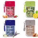 Le’Mist Freshspritz Fragrance Mist Hand Sanitizer Sprays (Blue Sandalwood, White Tea & Sage, Sparkling Bergamot, Peachy Lychee), 1.5 fl oz Each (Pack of 4) - Portable Pocket Spray with Clip-On Design