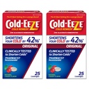 Cold-Eeze Natural Cherry Zinc Lozenges, Homeopathic Cold Remedy, Reduces Duration of the Common Cold by 42%, Sore Throat, Cough, Congestion, and Post Nasal Drip, Cough Drops, 25 Count, Pack of 2