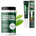 Tea Tree Oil Antifungal Foot Gel + Medicated Body Wipes for Men & Women | Relieves Jock Itch, Athlete’s Foot, Ringworm | Soothes Itching & Burning | 1% Tolnaftate + No-Touch Applicator | 20g + 40 Wipe