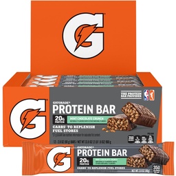 Gatorade Whey Protein Bars, Mint Chocolate Crunch, 2.8 oz bars (Pack of 12, 20g of protein per bar)