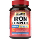 Iron Supplement for Women & Men, with Vitamins C, B6, B12 & Folate for Iron Deficiency, Blood Building & Energy Support, Stomach Friendly, Better Absorption, Non-GMO, No Gluten, 180 Vegan Caps