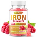 Iron Gummies with Vitamin C for Better Absorption, Iron Supplement for Women & Men, Support Energy Metabolism, Cellular Health & Immune Health, Sugar-Free, Non-GMO, Raspberry Flavor, 60 Count