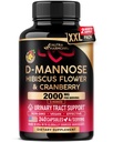 D-Mannose 2000mg with Cranberry & Hibiscus - Clinically Tested Strength for Urinary Tract Health - Supplement for Women - Bladder, Liver & Microflora Support - Lab Tested - Vegan, 240 Capsules