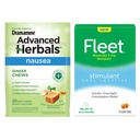 Dramamine Fleet + Advanced Herbals Digestive Convenience Bundle, Oral Laxative Stimulant Tablets 25 Count, Ginger Soft Chews 20 Count