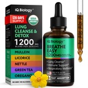 IQ BIOLOGY Mullein Drops for Lungs - USDA Organic Mullein Leaf Extract Supplement - Made in USA - Liquid Lung Detox for Smokers, Bronchial Cleanse for Respiratory to Clear Lungs, Break Up Mucus*, 4 oz