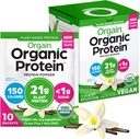 Orgain Organic Vegan Protein Powder, Vanilla Bean - 21g Πρωτεΐνη φυτών, 5g Προβιοτικές Ίνες, Χαμηλό Καρβίδιο, Όχι Συστατικά λακτόζης, Όχι Προστιθέμενη Ζάχαρη, Μη ΓΤΟ, Για Ανακινήσεις & Smoothies, 10 ταξιδιωτικές συσκευασίες