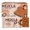 Mezcla Puff-Crispy Plant Based Protein Bars - Hazelnut Chocolate - Healthy Snacks for Adults & Hazelnut Spread Fans - School & Office Snacks - Gluten Free, Vegan, Non GMO, 10g Protein - 12 Count