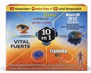 10 en1 Hierro B Complex, Complejo B 1000 Shot | Multi-Vitamins,Calcium, L-Lysine | Box with 12 Ampoules of 15ml | Energy, Cognitive Function, and Metabolic Health Boost Botella