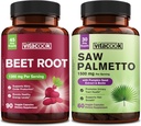 Bundle: Beet Root 1300mg Circulation 90 Capsules and Saw Palmetto for Men & Women 1500mg, Urinary Tract Function, Hair, Skin, and Nail Health, 60 Capsules