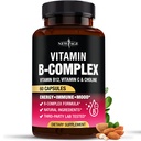 Vitamin B Complex for Men & Women - Made in USA - B-Complex: B1, B2, B3, B5, B6, B7, B8, B9, B12 with Vitamin C, Choline, Inositol - Energy, Brain & Heart Support Supplement - 60 Vegan Capsules