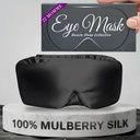 SLEEP SANCTUARY 100% Pure Mulberry Silk Sleep Mask - 22 Momme Light Blocking Hook & Loop Silk Eye Mask for Sleeping - Secure Fit for Side Sleepers, Women & Men - Cloud Soft (Black)