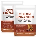 Ceylon Cinnamon Softgels 2 Pack Equivalent with MCT Oil, True Cinnamomum Verum Extract, Highly Bioavailable Daily Herbal Supplement, Non-GMO & Gluten Free, 120 Softgels