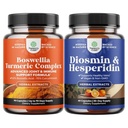 Bundle of Boswellia Extract Capsules with Turmeric - Advanced Immune Health Support Supplement and Diosmin Hesperidin 1000mg Complex for Adults - Bitter Orange Supplement for Varicose Veins Support