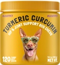 Turmeric Curcumin Hip & Joint Dogs Supplement Anti-Inflammatory Support for Arthritis & Mobility with Collagen & BioPerine Pain Relief Antioxidant Digestive Cardiovascular and Liver Health 120 Chews