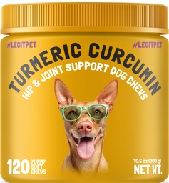 Turmeric Curcumin Hip & Joint Dogs Supplement Anti-Inflammatory Support for Arthritis & Mobility with Collagen & BioPerine Pain Relief Antioxidant Digestive Cardiovascular and Liver Health 120 Chews