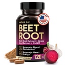 Venture Pal Beet Root Capsules for Blood Pressure & Heart Support – 8-in-1 Formula with 20:1 Beetroot Extract, CoQ10, Garlic & Grape Seed – Nitric Oxide & Circulation Support, 120 Capsules