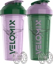 VELOMIX -2 Pack- 28 oz Protein Shaker Bottles for Protein Mixes - 2x Wire Whisk | Leak Proof Shaker Cups for Protein Shakes and Pre Workout | Protein Shaker Bottle Pack (B3) Flower Set