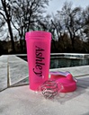 Premium Protein Shaker Bottle with Metal Mixer, 24 oz, BPA-Free (Hot Pink)