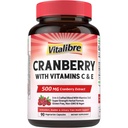 Vitalibre Cranberry Pills for Women with Vitamin C & E, Once Daily, Vegan, Urinary Tract Health & Kidney Cleanse, 90 Capsules