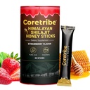 Coretribe® Shilajit Honey Sticks with Dark Chocolate | 75%+ Fulvic Acid, 85+ Trace Minerals | Natural Energy & Immunity Support | 30 Sticks of Honey Infused with Strawberry Flavour