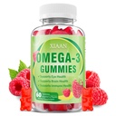 Omega 3 Gummies for Kids & Adults, DHA EPA Omega 3 Supplement for Women & Men Vitamins Omega-3 Fatty Acids 1000mg Support Eye & Brain Health, Sugar-Free/Vegan/Organic, Raspberry Flavor 60 Count
