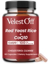 Red Yeast Rice & Coq10 Cholesterol Cleanse - Red Yeast Rice Cholesterol Cleanse | Natural | Non-GMO | Vegan 60 Capsules (1 Bottle)