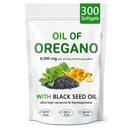 Pure Oregano Oil of Oregano with Black Seed Oil, 2 in 1 Organic Oregano Capsules for Immune Support & Overall Wellness, Non-GMO, Gluten Free, 300 Softgel