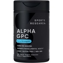 Sports Research® Alpha GPC 630mg (Extra Strength) - Bioavailable Source of Choline - Focus & Cognitive Support for Women & Men - Vegan Certified · Non-GMO · Gluten Free - 120 Liquid Capsules