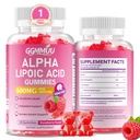 Alpha Lipoic Acid Gummies 600mg, High Absorption Chewable ALA Supplement, Raspberry Flavor, Vegan, Sugar Free, 60 Count