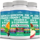 Quercetin Zinc Vitamin C Vitamin D Bromelain Elderberry - Nettle Supplement with Artemisinin, Sea Moss, Echinacea - 180 Count