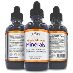 Dirobi Mimi's Miracle Minerals Fulvic Acid Humic Acid - Mineral Blend Drops Supplement, Liquid Trace Minerals 70 Ionic Minerals - Organic Plant Derived (4 oz 120 Day Supply)...