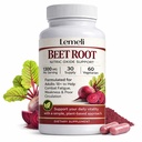 Beetroot, Plant-Based Beet Root Extract Supplement with Vitamin C & Black Pepper – Daily Wellness Formula, Vegan, Non-GMO & Gluten Free, 60 Capsules (1) (1)
