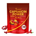 Capsaicin Power, 12-in-1 Cayenne Pepper Softgels Supplement,with Vitamin D3+K2, Cayenne Pepper,Turmeric,Grape Seed and Other Extract,300 Softgels (1)