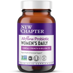 New Chapter Probiotics for Women - 60 ct (2 Μήνες Προσφορά), Women's Daily Probiotic with Prebiotics and Probiotics for Vaginal Health & Chaste Tree for Hormonal support, 100% Χορτοφαγική, Μη ΓΤΟ