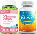 Niacinamide 500mg & Liposomal NAC Gummies, Chewable Vitamin B3 & N-Acetyl Cysteine Supplement, Antioxidant, Immune Support