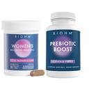 BIOHM Prebiotic and Women's Probiotic Bundle, Fiber Supplement with Inulin and Apple Pectin Powder, 60 Capsules with 30B CFU Daily Probiotics, Comprehensive Gut, Vaginal, Digestive Support 30 Capsules