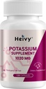 Heivy Potassium Supplement 1020 mg, Potassium Bicarbonate, Supports Electrolyte Balance, Muscle Function & Daily Body Wellness, Made in USA, Gluten Free, Non-GMO, 120 Vegetarian Capsules
