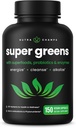 NutraChamps Organic Super Greens Κάψουλες - Alfalfa, Spirulina, Chlorella & More - Αντιοξειδωτικό, Digestive Enzyme & Probiotic Blends - 150 Πράσινες κάψουλες Superfood
