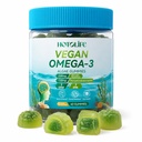 Omega 3 Gummies for Women Men Kids, 600mg Brain & Eye Support, Algae, 90Ct | Plant-Based Algae DHA EPA with Orange Flavor, Lutein, Zeaxanthin, Vitamins A C E, PS and Bacopa for 2-Gummy Daily Routine