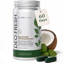 Deo Fresh Chlorophyll & Probiotic Capsules - 6-in-1 Body deodorizing supplement with Zinc & Charcoal for Body Odor, Breath Odor & Digestive Support - Women & Men - 60 Vegan Capsules