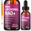 Liposomal NAD+ Liquid Drops with Resveratrol & Quercetin – 1200mg NAD+ Supplement for Anti-Aging, Brain & Cellular Energy – Vegan, Non-GMO, Strawberry Flavor, 2 Fl Oz