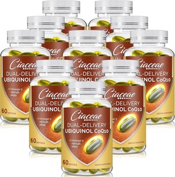 Ubiquinol CoQ10 600 MG Softgels με Omega-3 & Shilajit & PQQ, Advanced Dual-Delivery Coenzyme-Q10, Active CoQ10 Ubiquinol Supplement for Fertility, Antioxidant, Heart, Brain & Energy, 600 Services