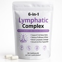 6 in 1 Lymphatic Complex Capsules – Lymphatic drainage with Burdock, Dandelion, Kelp Cleavers for Reduce Bloat, Balance Cortisol, Full Body Detox & Skin Vitality | Vegan · Non-GMO, 90 Capsules (1)