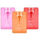 Set of 3 Power Mist Hydrating Hand Sanitizer Spray Bulk Travel Size Portable Hand Sanitizer 0.67 Fl. oz Compact Card Spray Bottle Watermelon Peach Berry Scent for Pocket Bag Purse Car Backpack