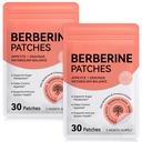 2 Pack Berberine Patches with Cinnamon, Pomegranate, Ultra-Thin & Breathable Textile, Botanical Formula, Waterproof, Long-Lasting