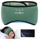 MUSICOZY Sleep Mask with Bluetooth Headphones, Bamboo Cotton Extended Sleep Headphones for Side Sleepers, Bluetooth Eye Mask for Sleeping, Wireless Earphones with HD Stereo Speakers (Dark Green)
