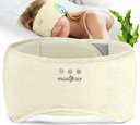 MUSICOZY Bluetooth 5.4 Sleep Headphones Eye Mask with Seaweed Fiber Cotton, Ultra Soft Fully Wrapped Sleep Mask with Headphones for Side Sleepers, 14 Hours Playtime, Gifts for Men Women, Beige