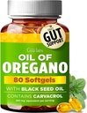 Gya Labs Oregano Oil Capsules with Black Seed Oil - 80 Count – Standardized Carvacrol Formula for Digestive & Immune Wellness Support – Wild Oregano Softgels with No Synthetic Fillers